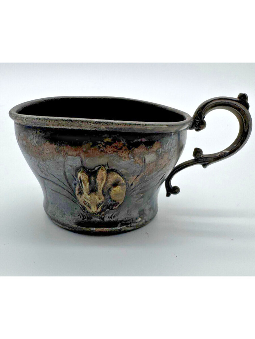 Antique Benedict Quadruple Plate 1015 Silverplate Child Baby Cup Bunny Rabbit